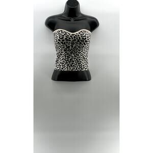 EXPRESS Women's Black-White Animal Print Strapless Sweater Tube Top SZ XS